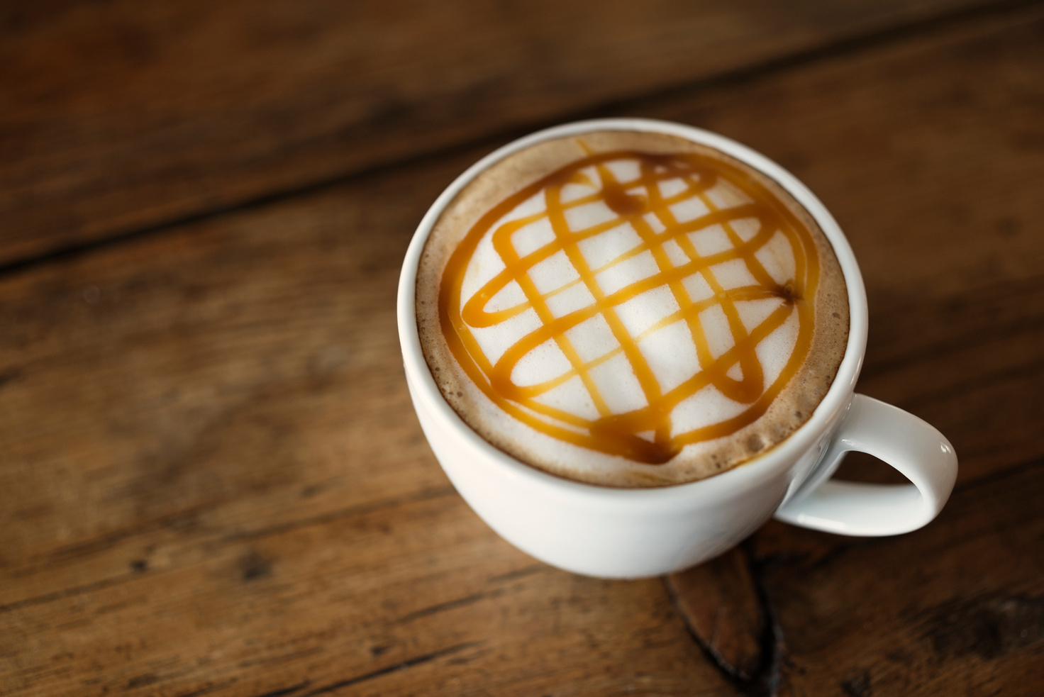 Caramel topped Latte Coffee